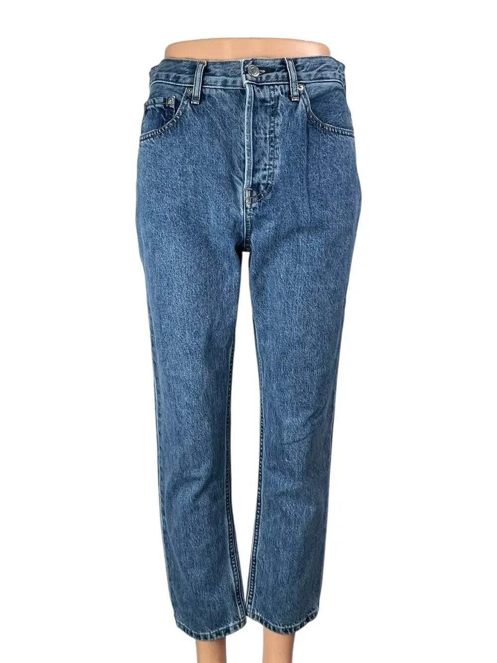 Everlane The 90's Cheeky Blue High Waisted Straight Leg Denim Jeans Pants Sz 26
